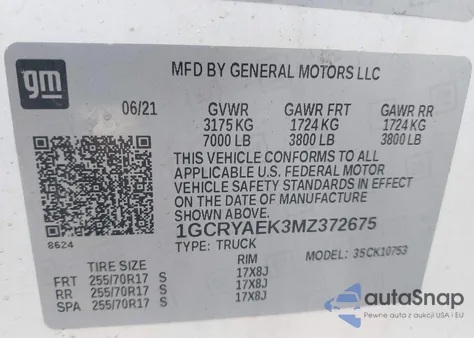 2021 Chevrolet Silverado 1500 4Wd Double Cab Standard Bed Wt from USA, damaged, VIN 1GCRYAEK3MZ372675